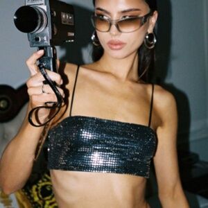 Princess Polly Gemara Bandeau Top black/silver